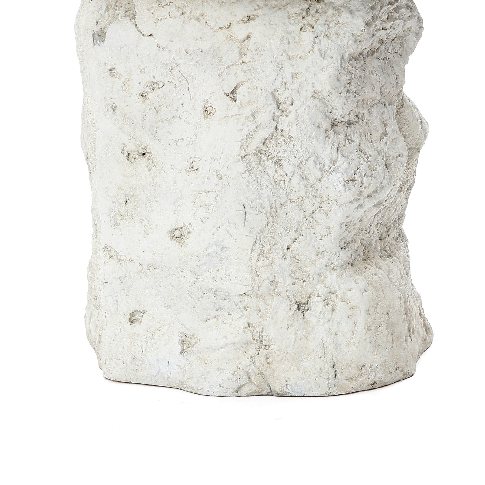 Off White Outdoor Side Table, MgO Patio Accent with Textured Base & Smooth Top