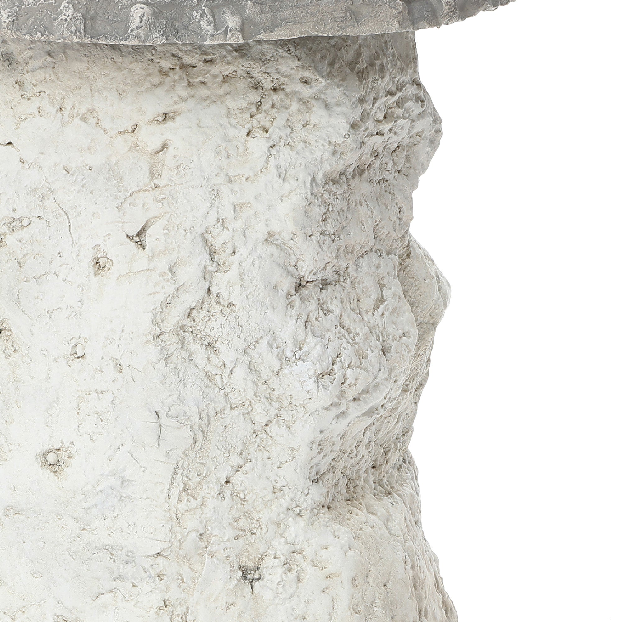Off White Outdoor Side Table, MgO Patio Accent with Textured Base & Smooth Top