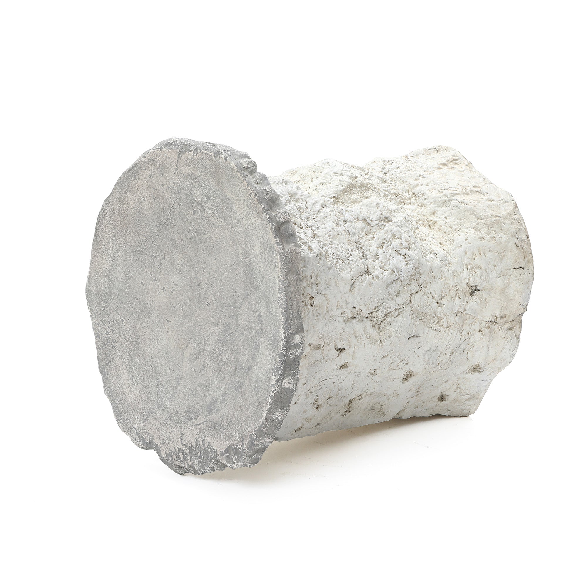 Off White Outdoor Side Table, MgO Patio Accent with Textured Base & Smooth Top