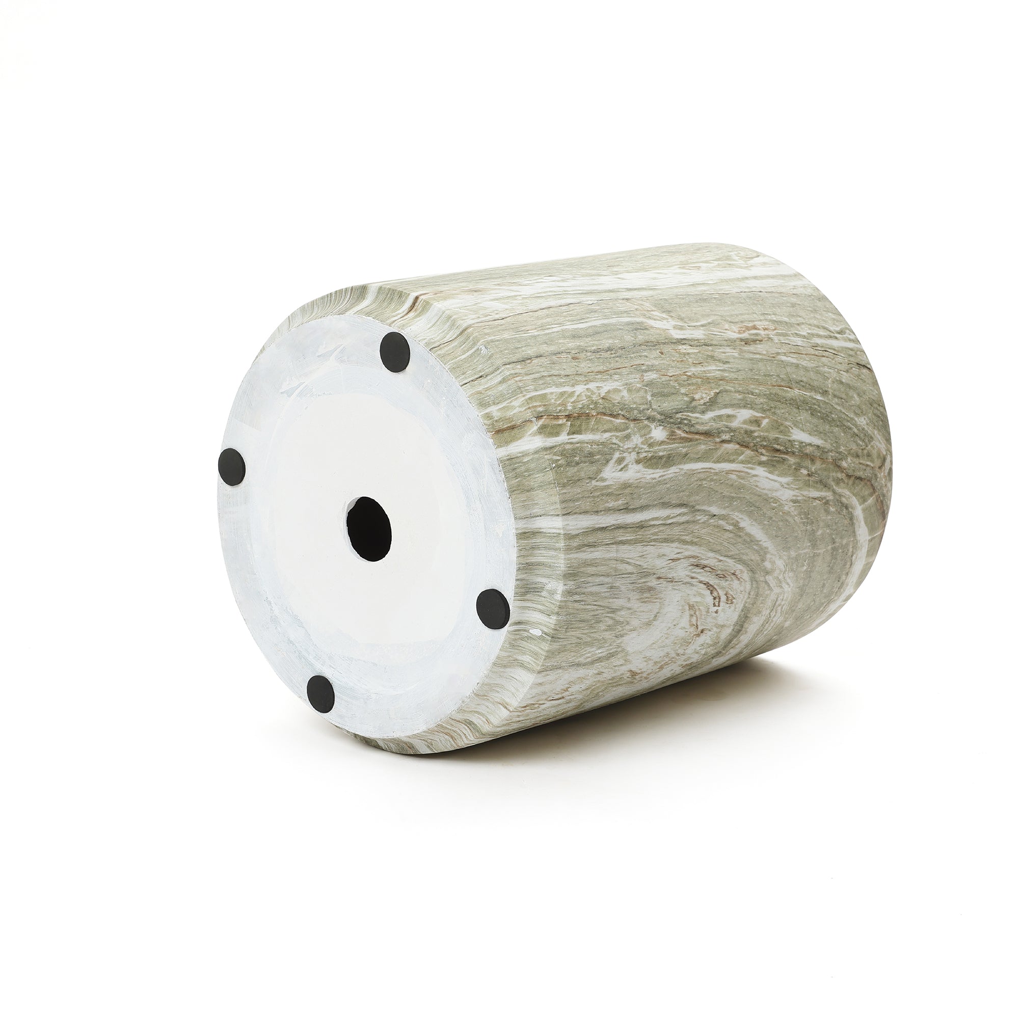 Outdoor Cylindrical Side Table – Magnesium Oxide with Faux Marble Finish for Patio & Lounge Spaces