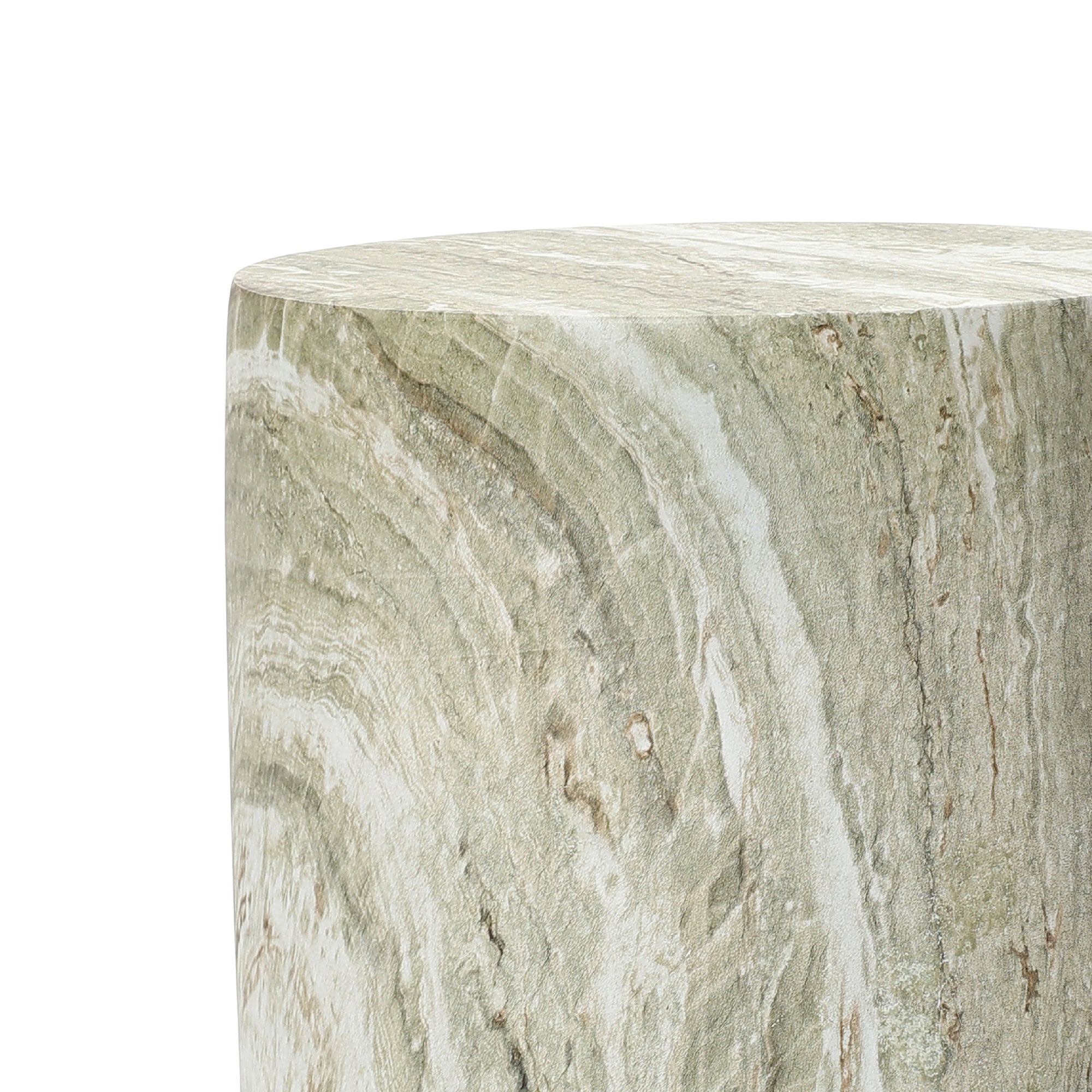 Outdoor Cylindrical Side Table – Magnesium Oxide with Faux Marble Finish for Patio & Lounge Spaces