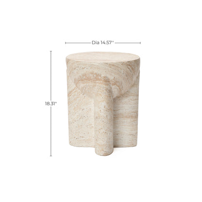 Ebb Pedestal Round MgO Side Table, Marbled Brown-White