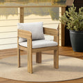 Modern Outdoor Acacia Wood Armchair with Cushions, Set of 2