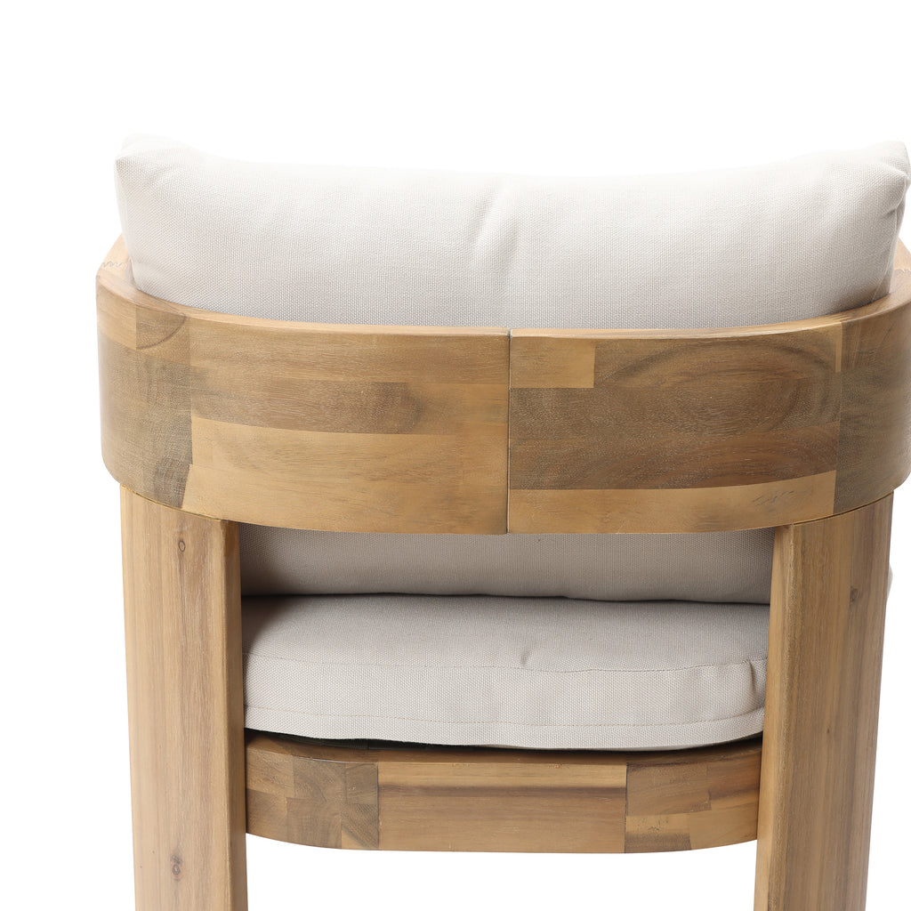 Modern Outdoor Acacia Wood Armchair with Cushions, Set of 2