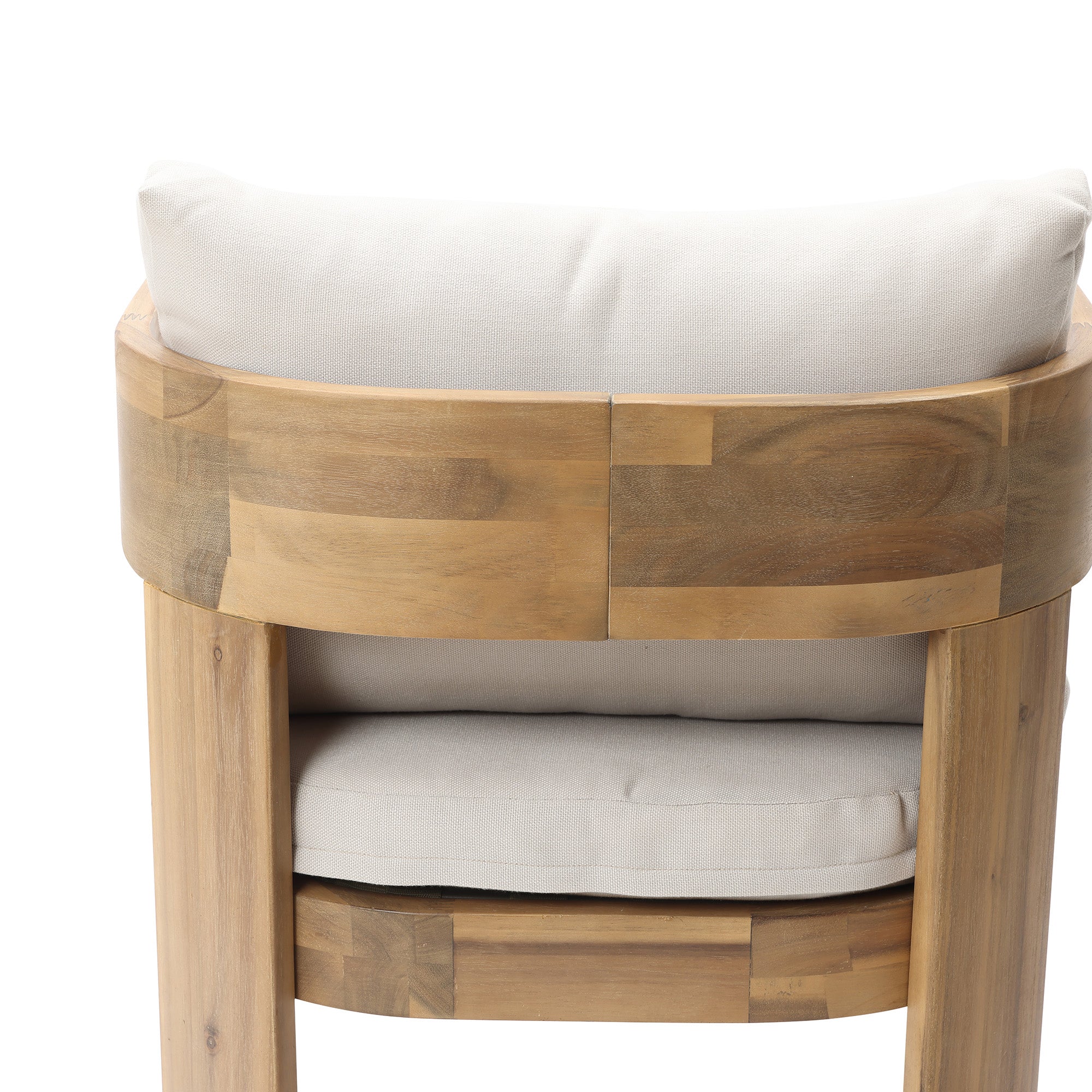 Modern Outdoor Acacia Wood Armchair with Cushions, Set of 2
