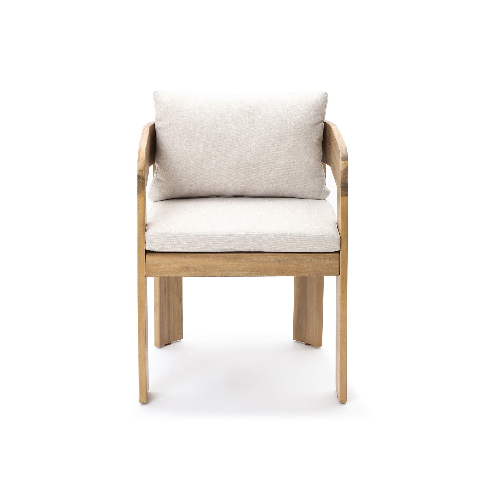 Modern Outdoor Acacia Wood Armchair with Cushions, Set of 2