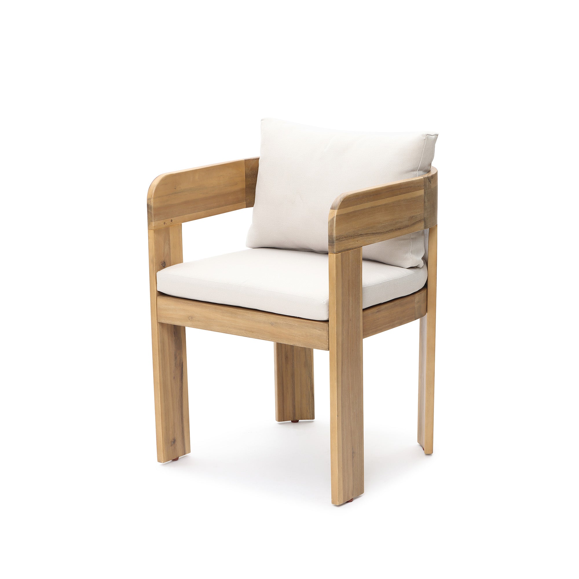 Modern Outdoor Acacia Wood Armchair with Cushions, Set of 2