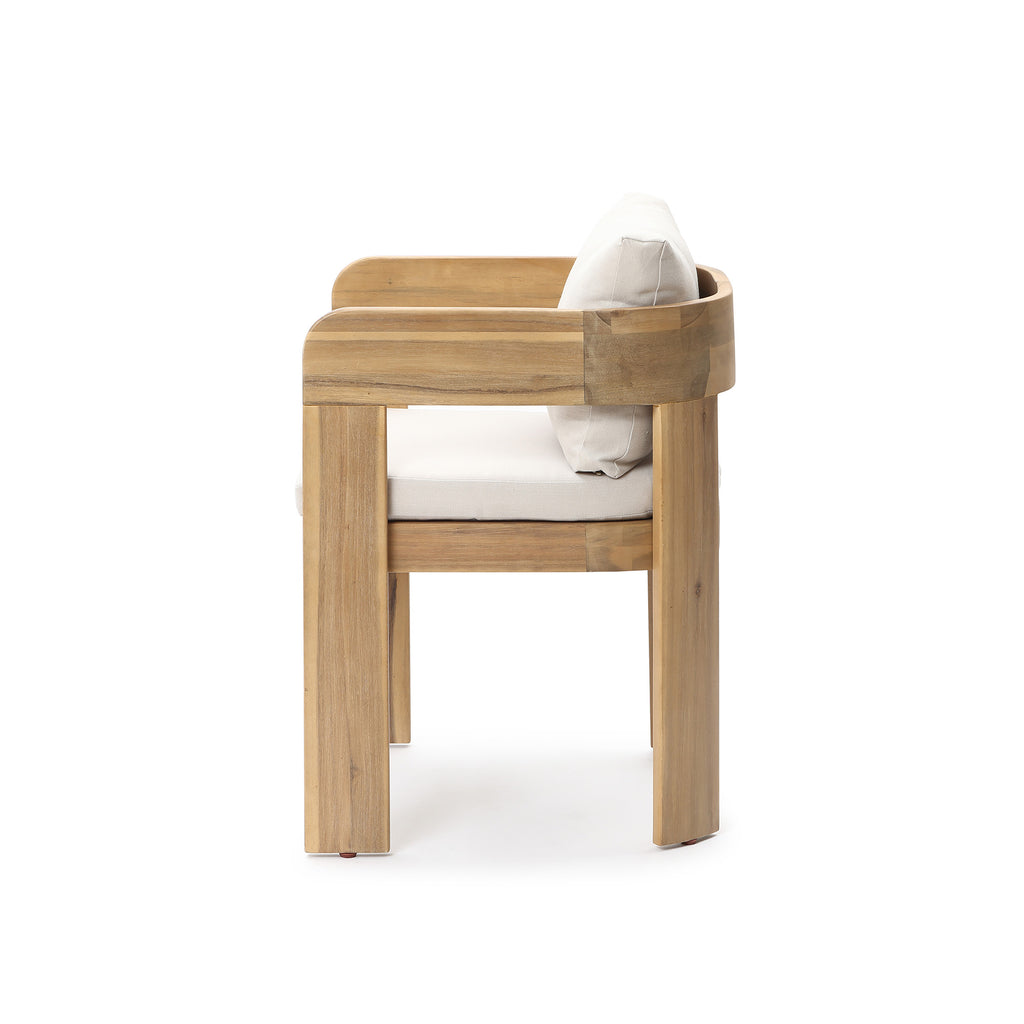 Modern Outdoor Acacia Wood Armchair with Cushions, Set of 2