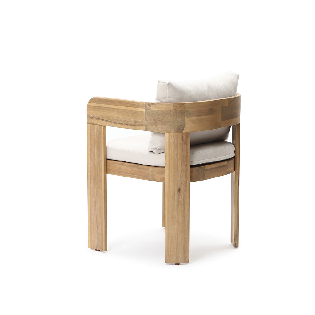Modern Outdoor Acacia Wood Armchair with Cushions, Set of 2