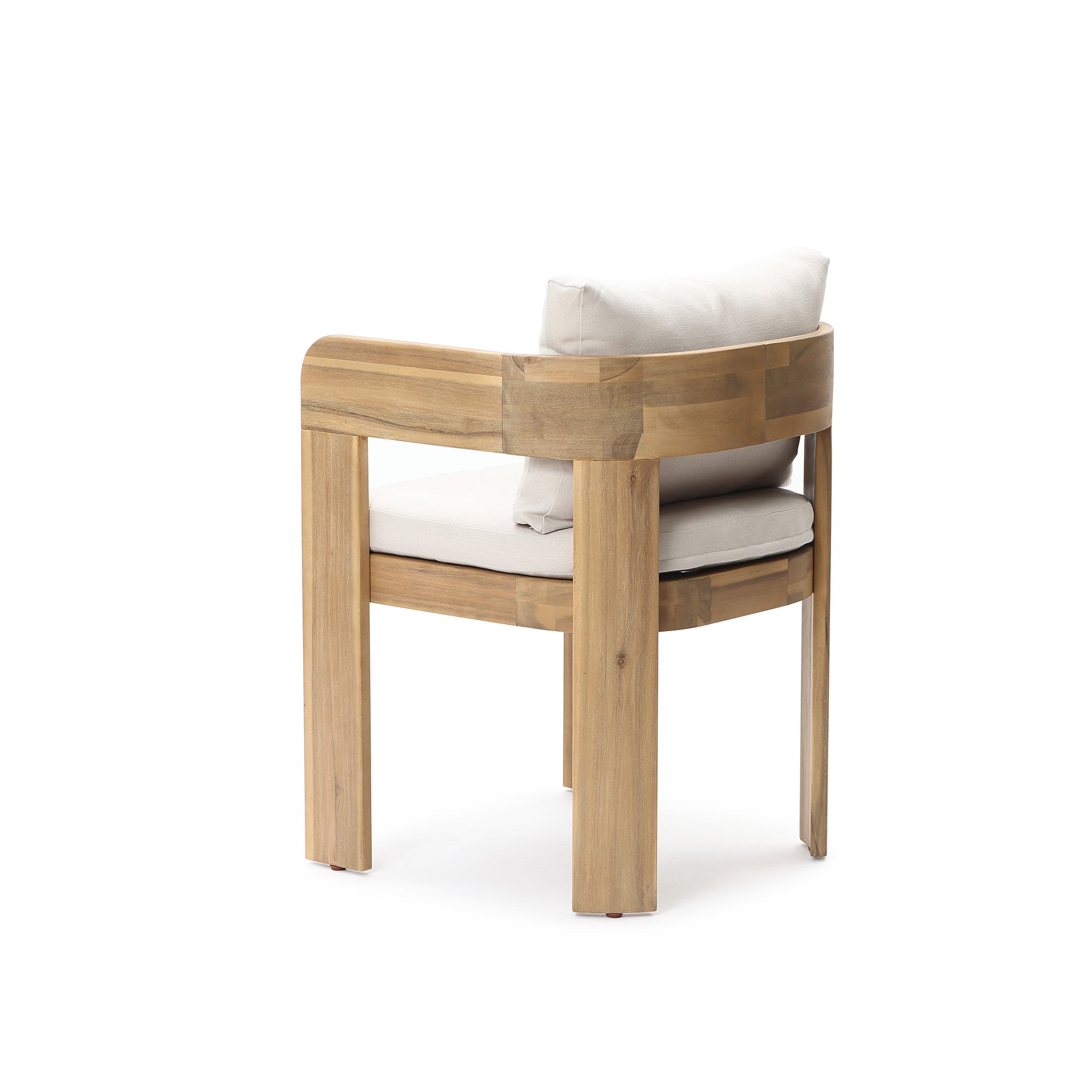 Modern Outdoor Acacia Wood Armchair with Cushions, Set of 2