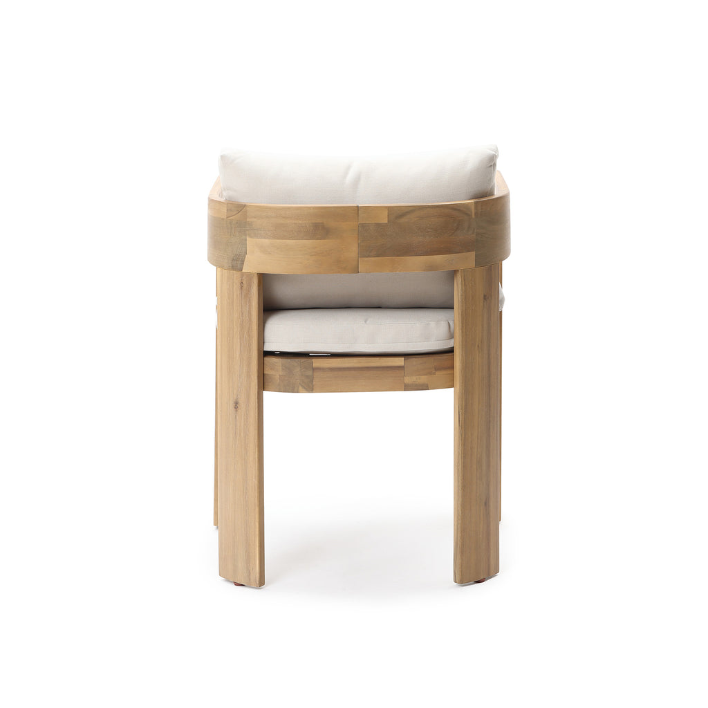 Modern Outdoor Acacia Wood Armchair with Cushions, Set of 2