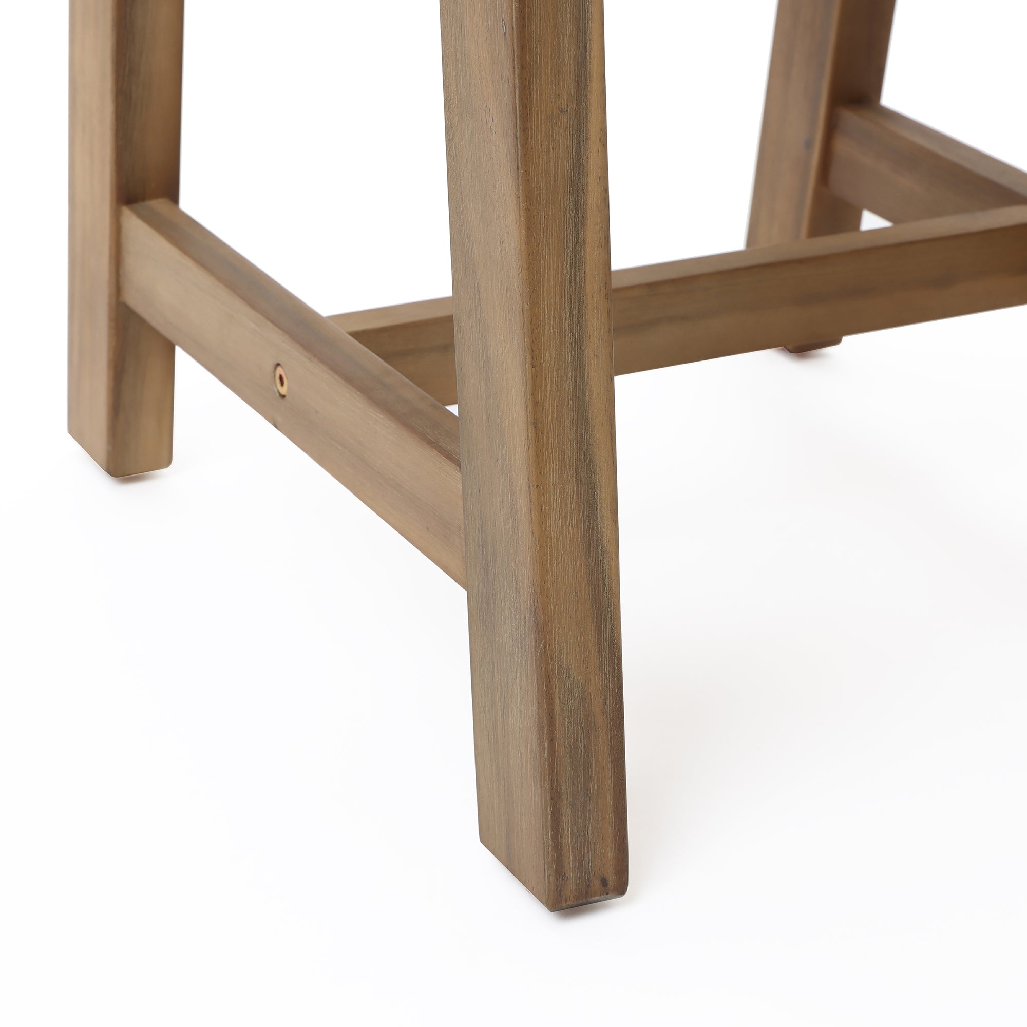 Outdoor Acacia Wood Side Table with Woven Wicker Trim
