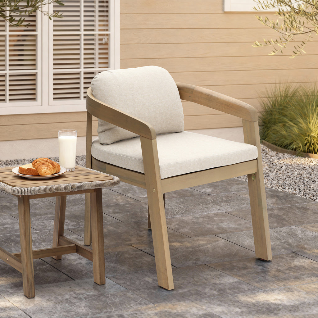 Natural Acacia Patio Chair with Cushions, Durable & Stylish Outdoor Seating