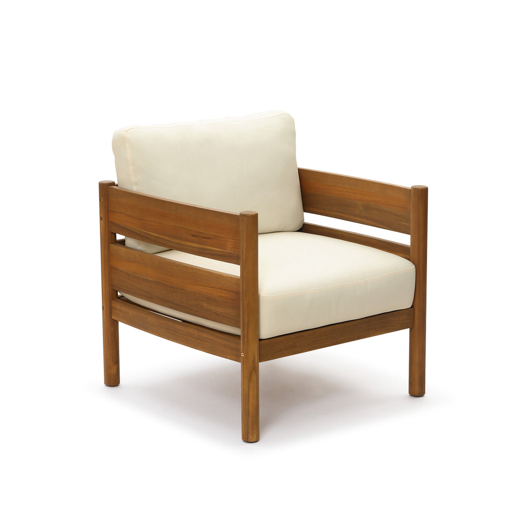 Outdoor Armchair, Acacia Wood Frame with 5.9" Thick Cushions