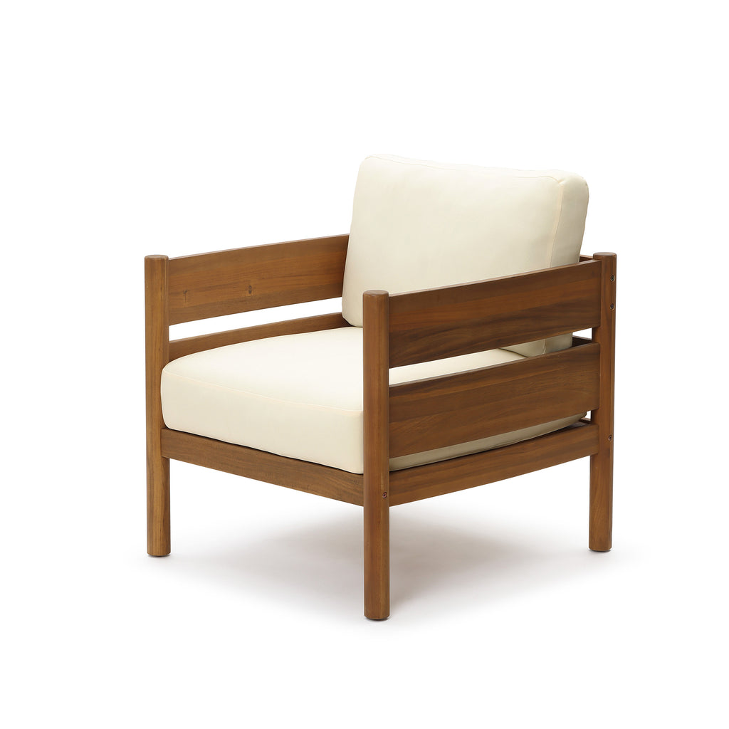 Outdoor Armchair, Acacia Wood Frame with 5.9" Thick Cushions