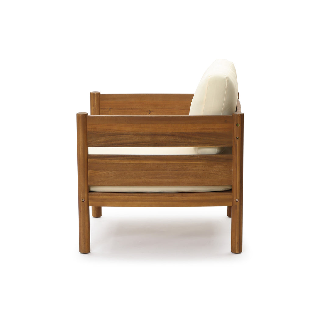 Outdoor Armchair, Acacia Wood Frame with 5.9" Thick Cushions
