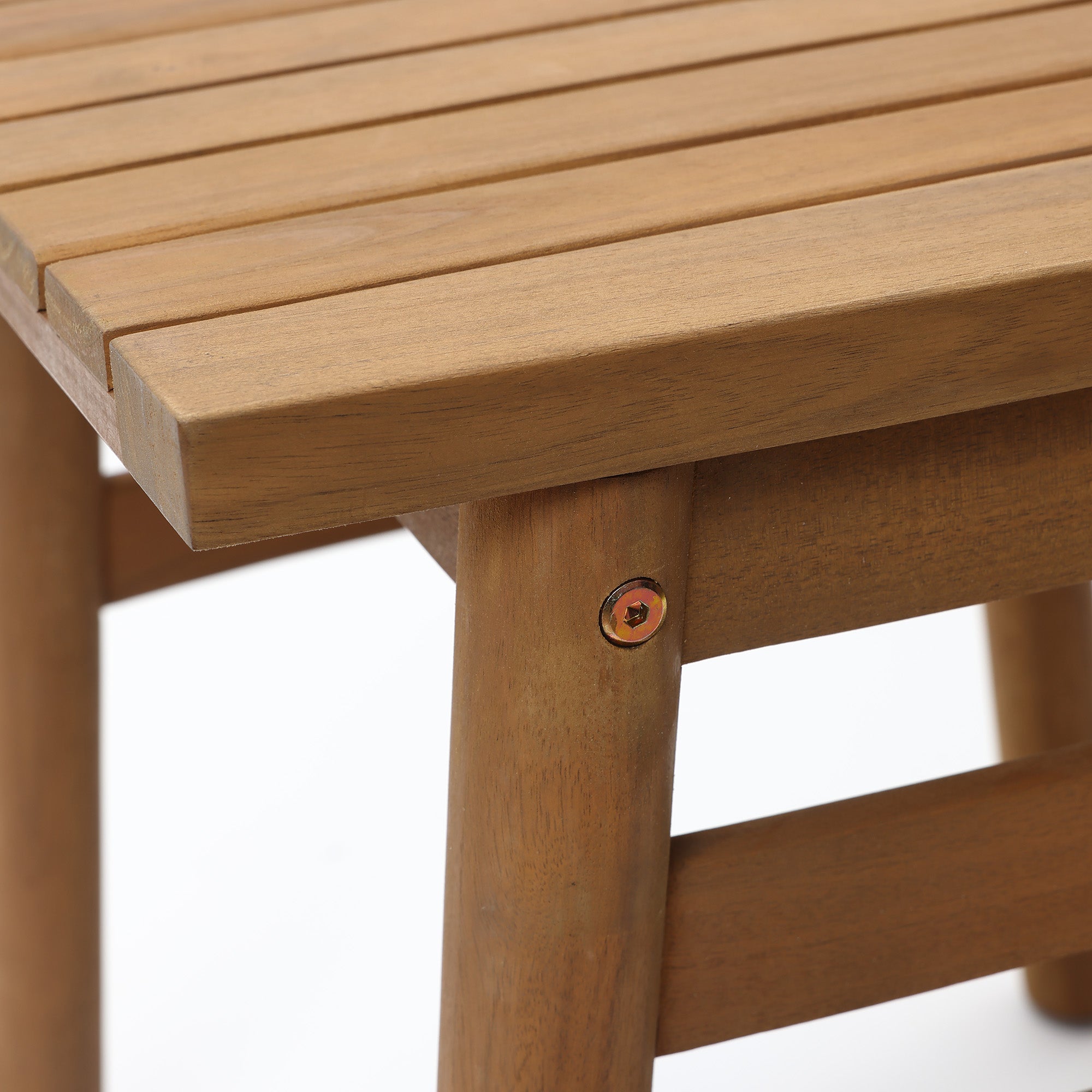Acacia Outdoor Side Table, Square Patio Table with Oil Finish, 18.5" Height