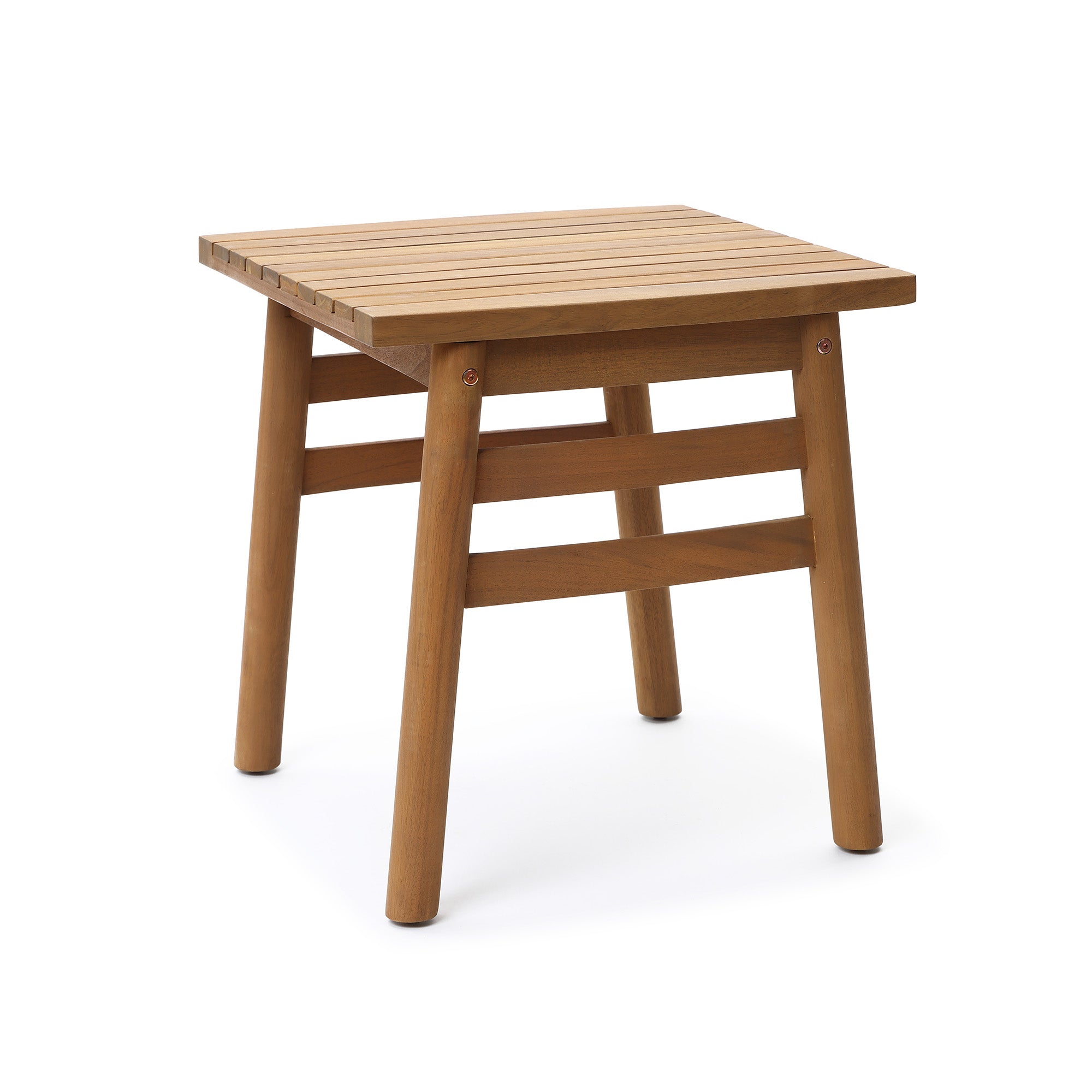 Acacia Outdoor Side Table, Square Patio Table with Oil Finish, 18.5" Height