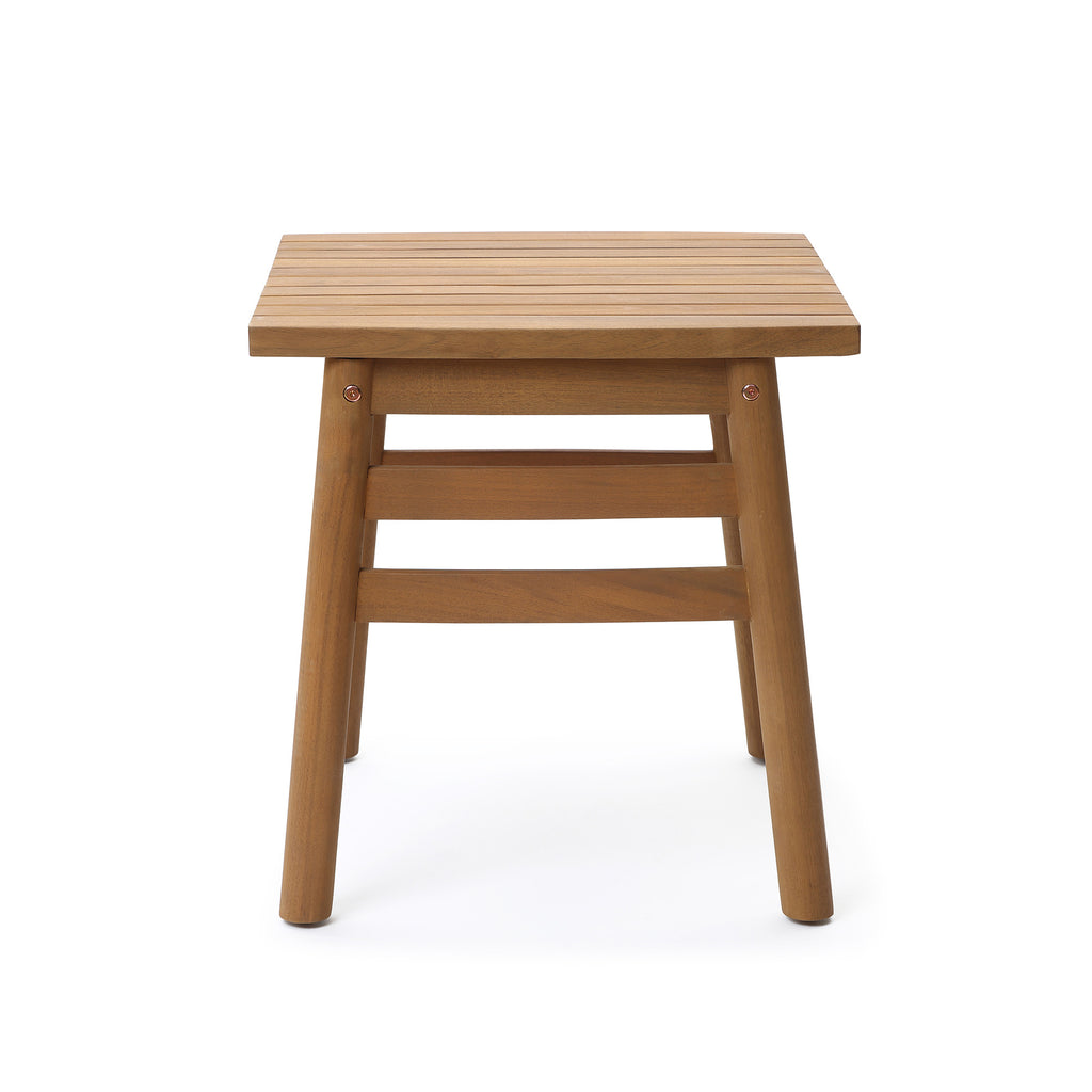 Acacia Outdoor Side Table, Square Patio Table with Oil Finish, 18.5" Height