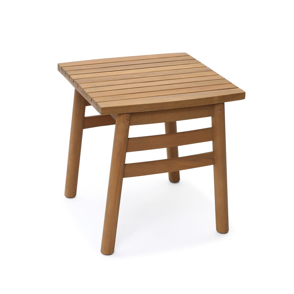 Acacia Outdoor Side Table, Square Patio Table with Oil Finish, 18.5" Height