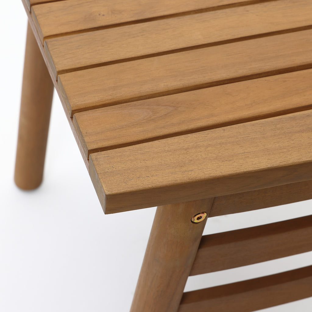 Acacia Outdoor Side Table, Square Patio Table with Oil Finish, 18.5" Height