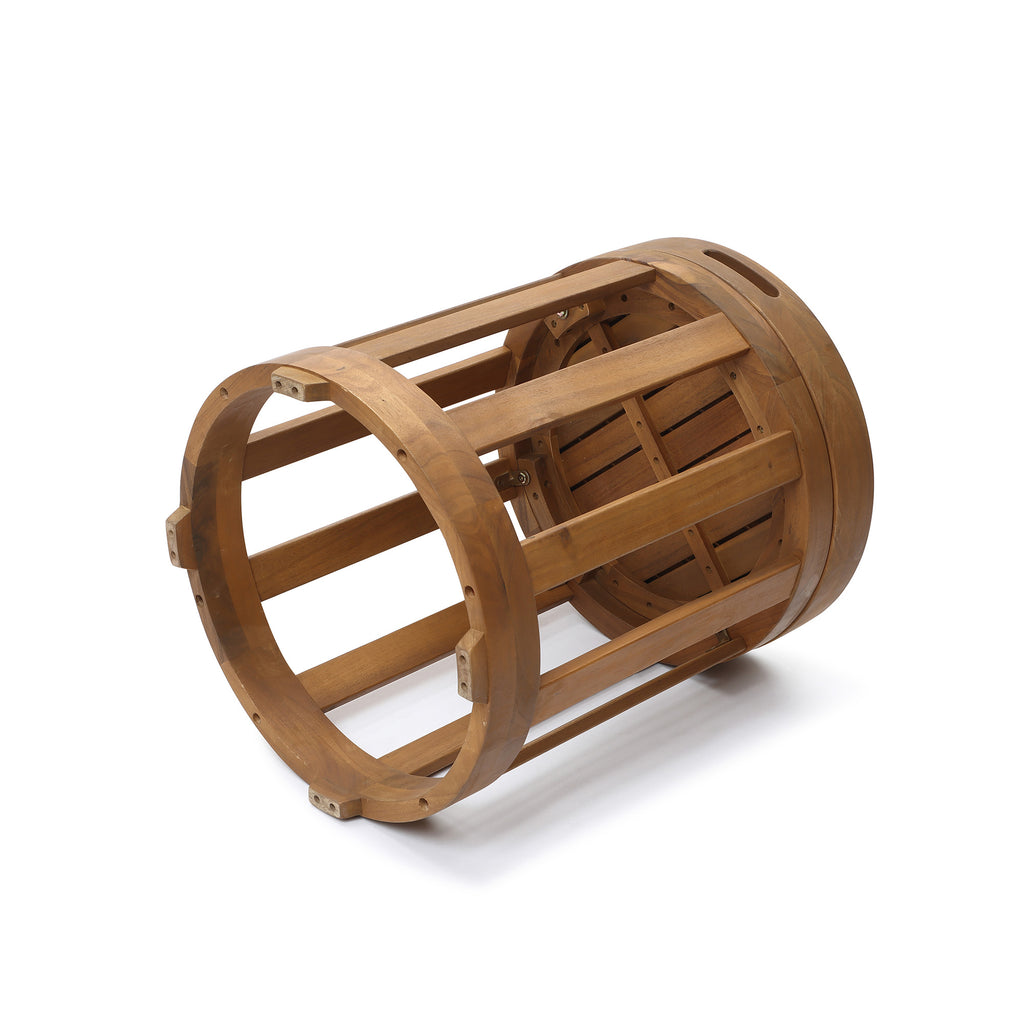 Acacia Outdoor Drum Side Table, Round Patio Table with Removable Tray Top