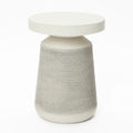 Textured Faux Stone Patio Table, Japandi Style with Sculpted Rope-Look Base