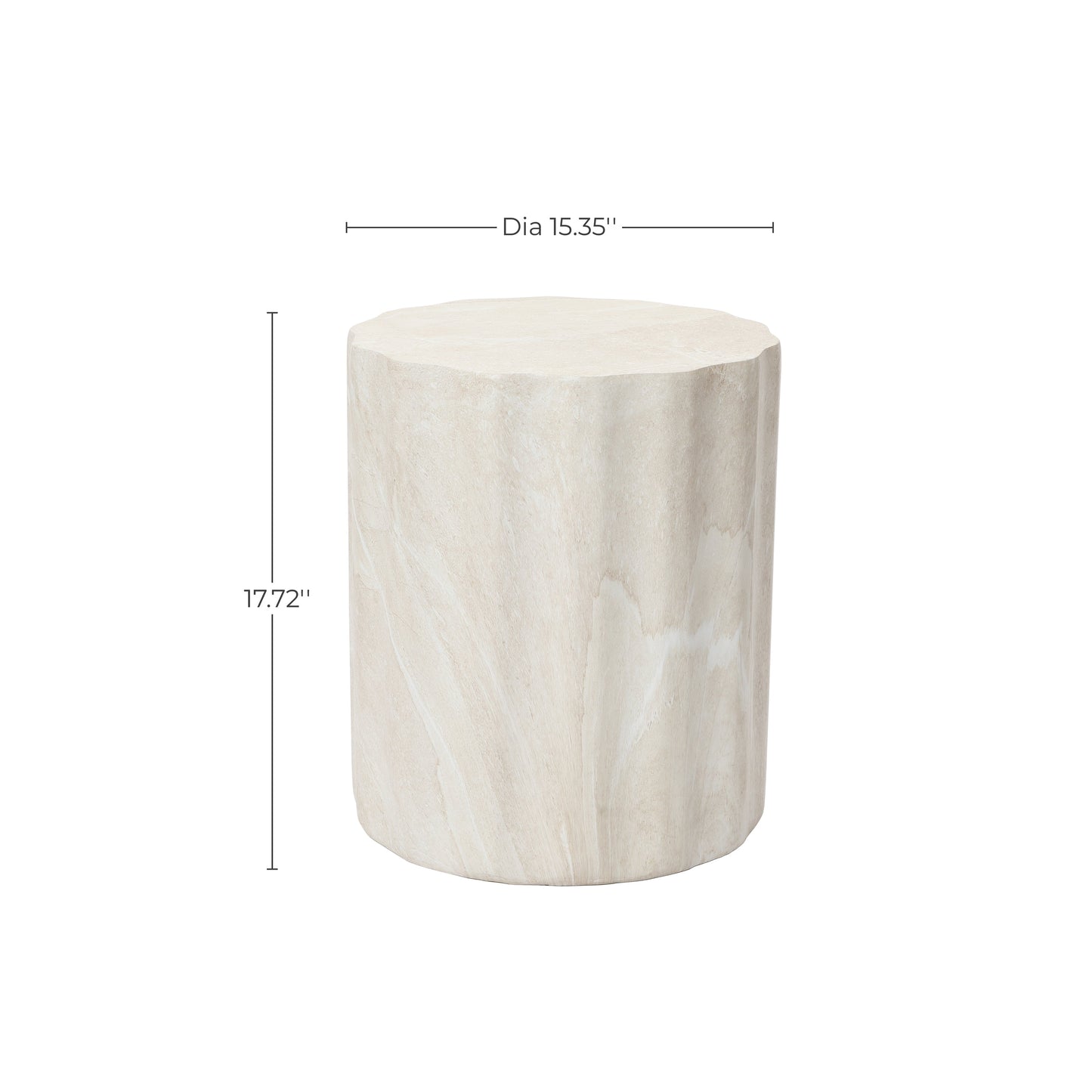 Estate Stone Stool MgO Side Table, Marbled Beige