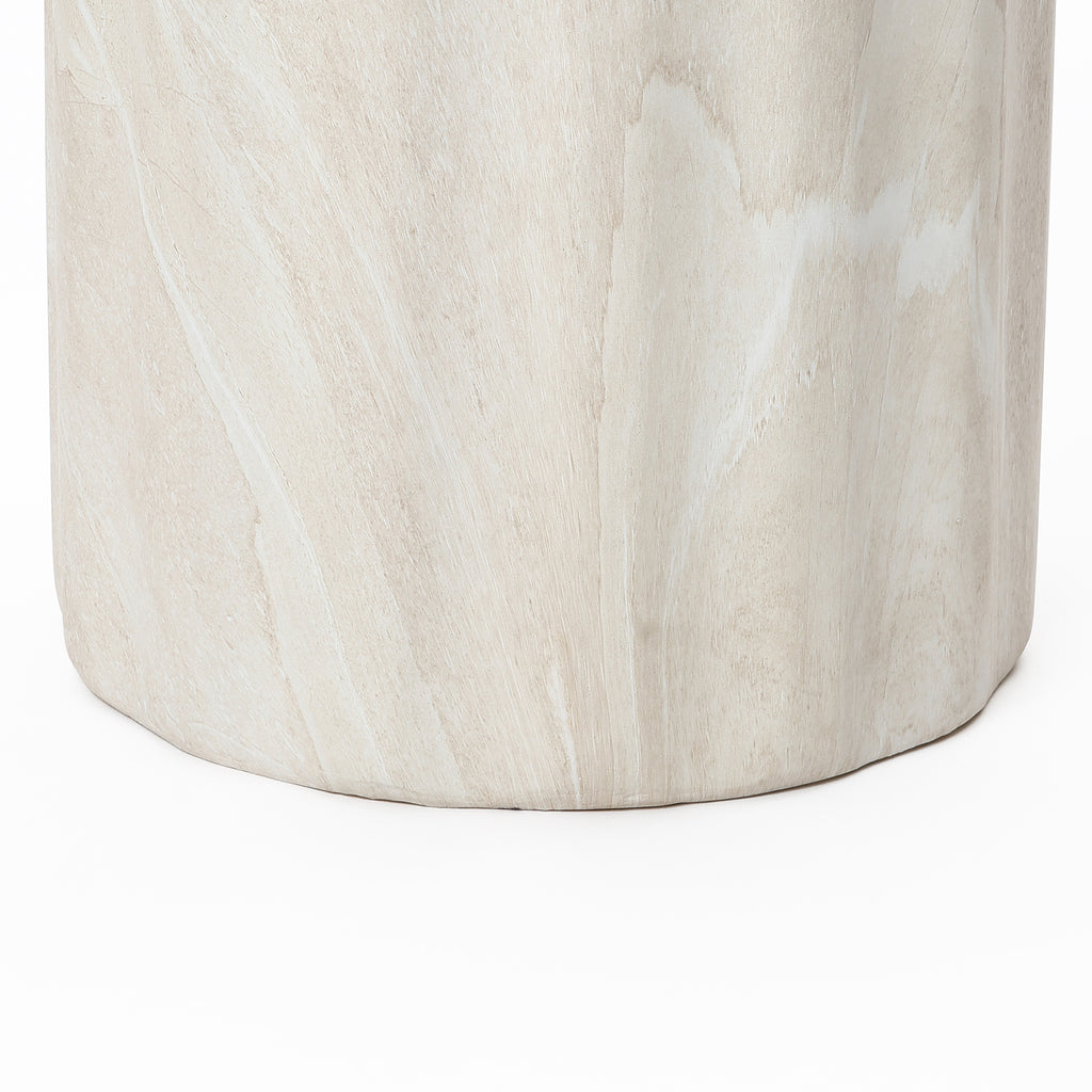 Faux Travertine MgO Outdoor Side Table, 17.72″ Tall, Small Space Friendly