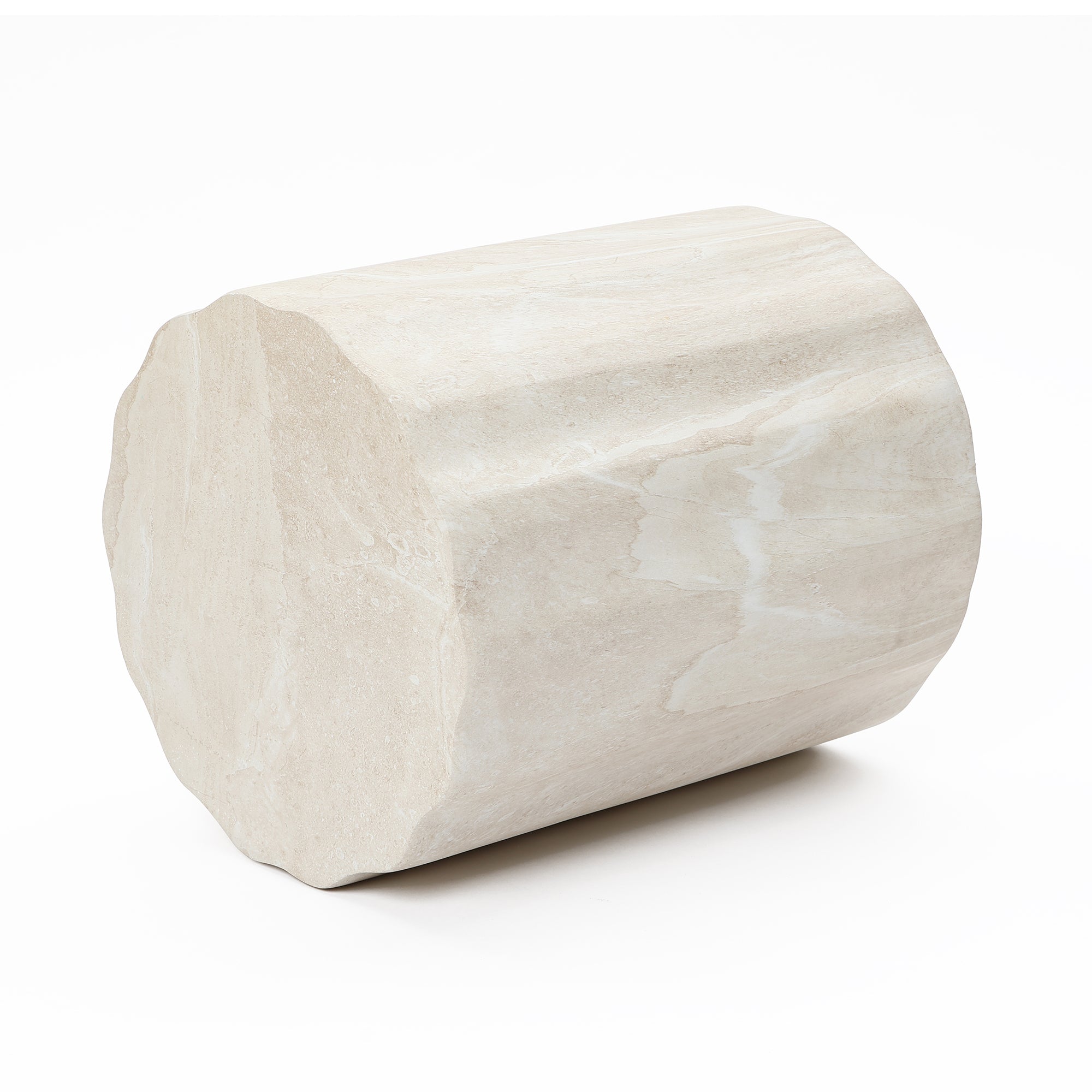 Faux Travertine MgO Outdoor Side Table, 17.72″ Tall, Small Space Friendly