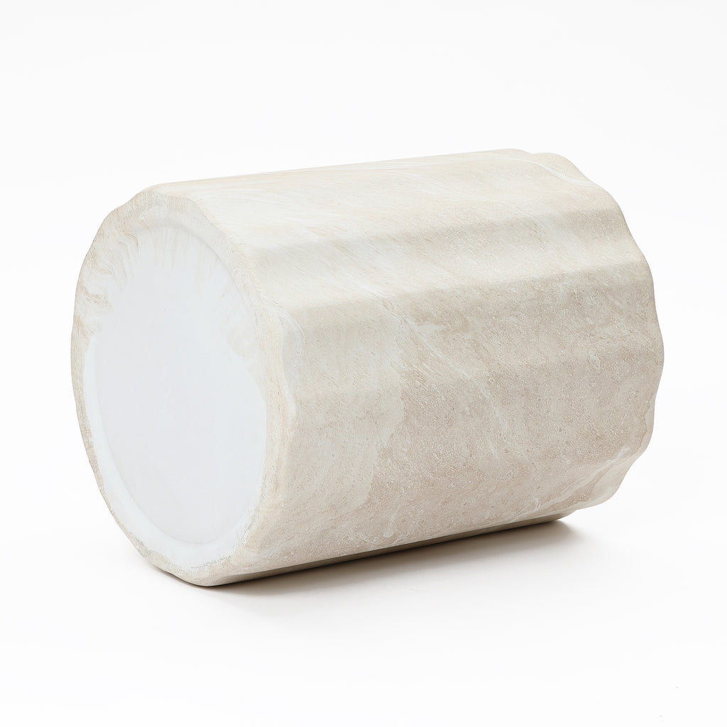 Faux Travertine MgO Outdoor Side Table, 17.72″ Tall, Small Space Friendly