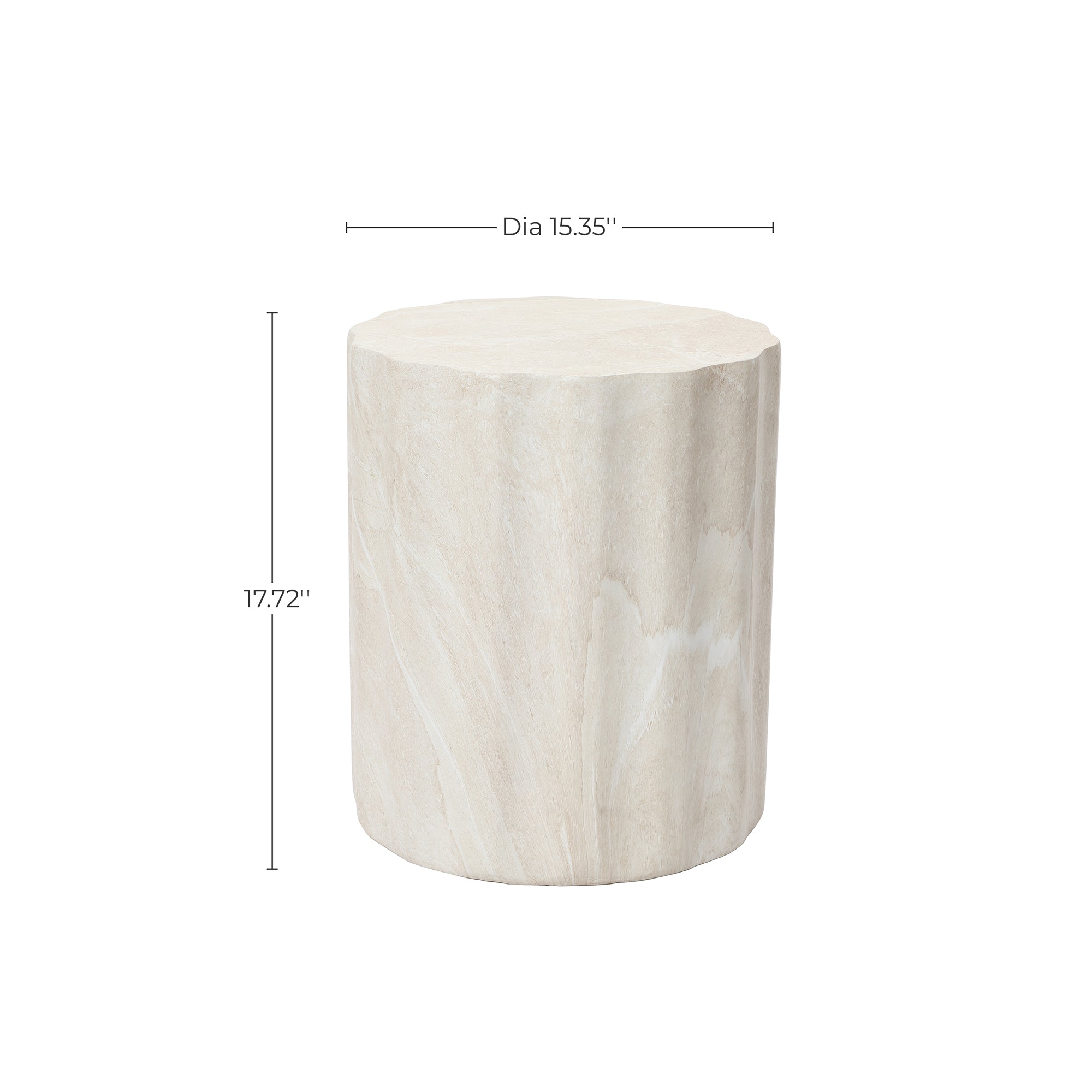 Faux Travertine MgO Outdoor Side Table, 17.72″ Tall, Small Space Friendly