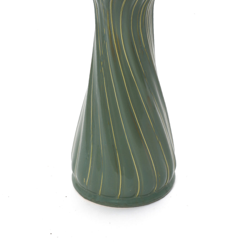 Marine Green Ceramic Birdbath with Swirl Pattern, Outdoor Garden Accent