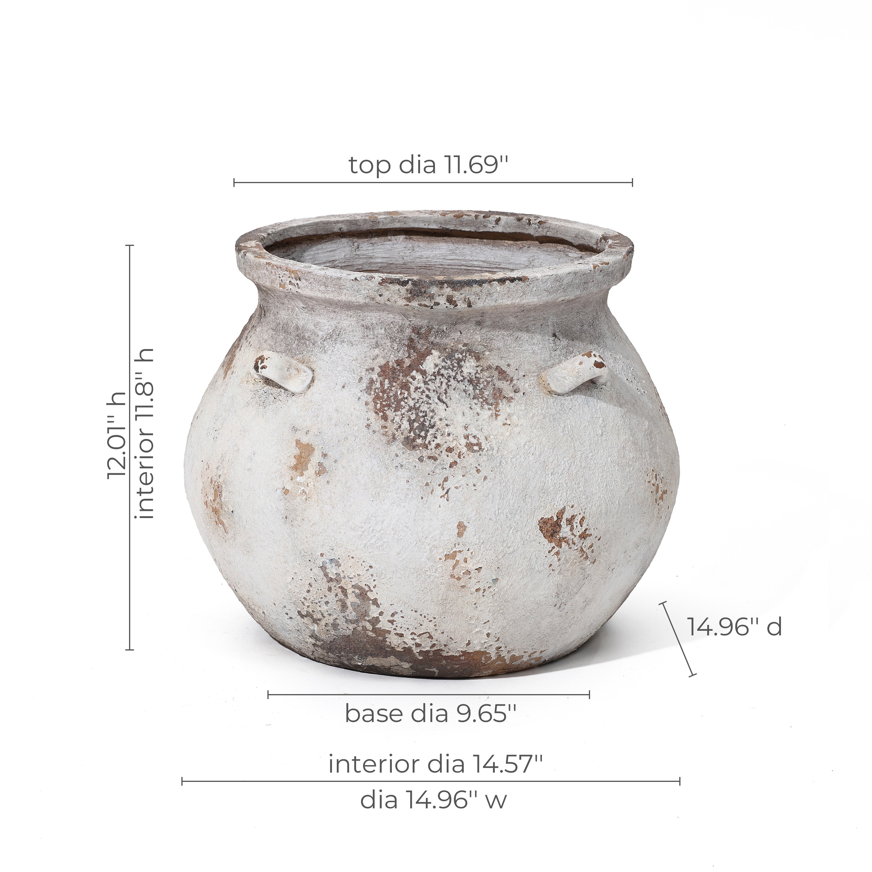 Off White Rustic Cauldron MgO Planter Pot