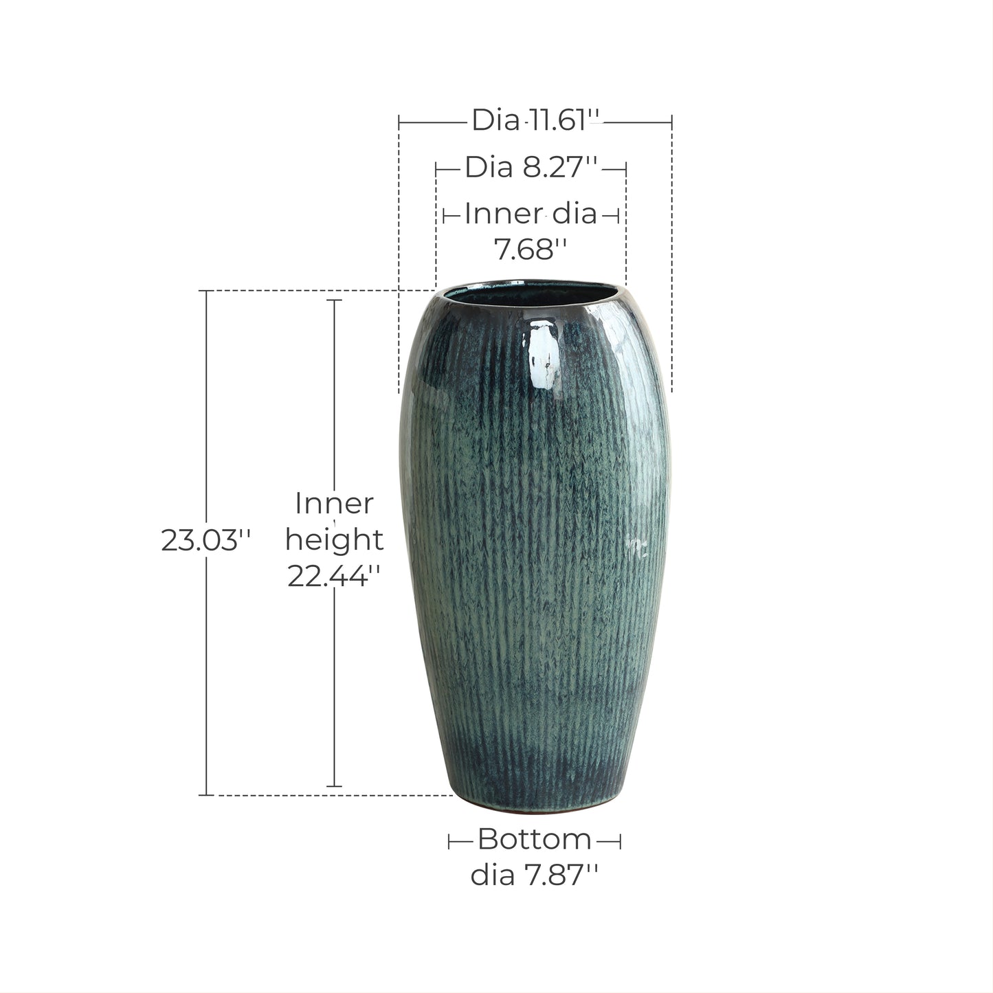 Vale Glazed Ceramic Tall Planter, Green-Blue, 23"