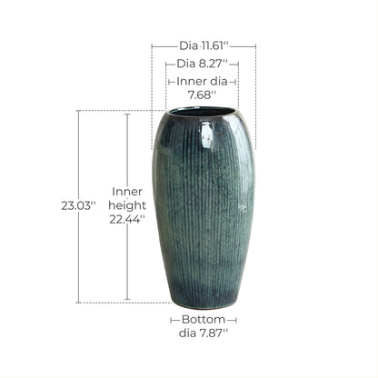 Vale Glazed Ceramic Tall Planter, Green-Blue, 23"