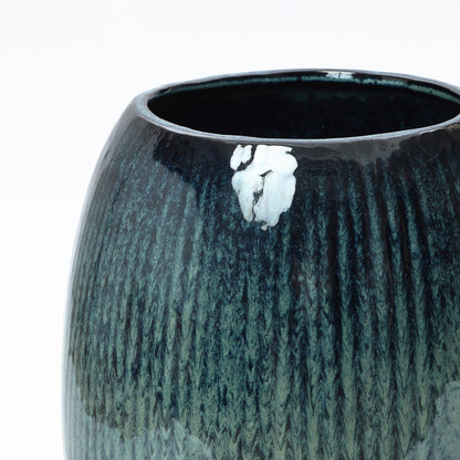 Vale Glazed Ceramic Tall Planter, Green-Blue, 23"