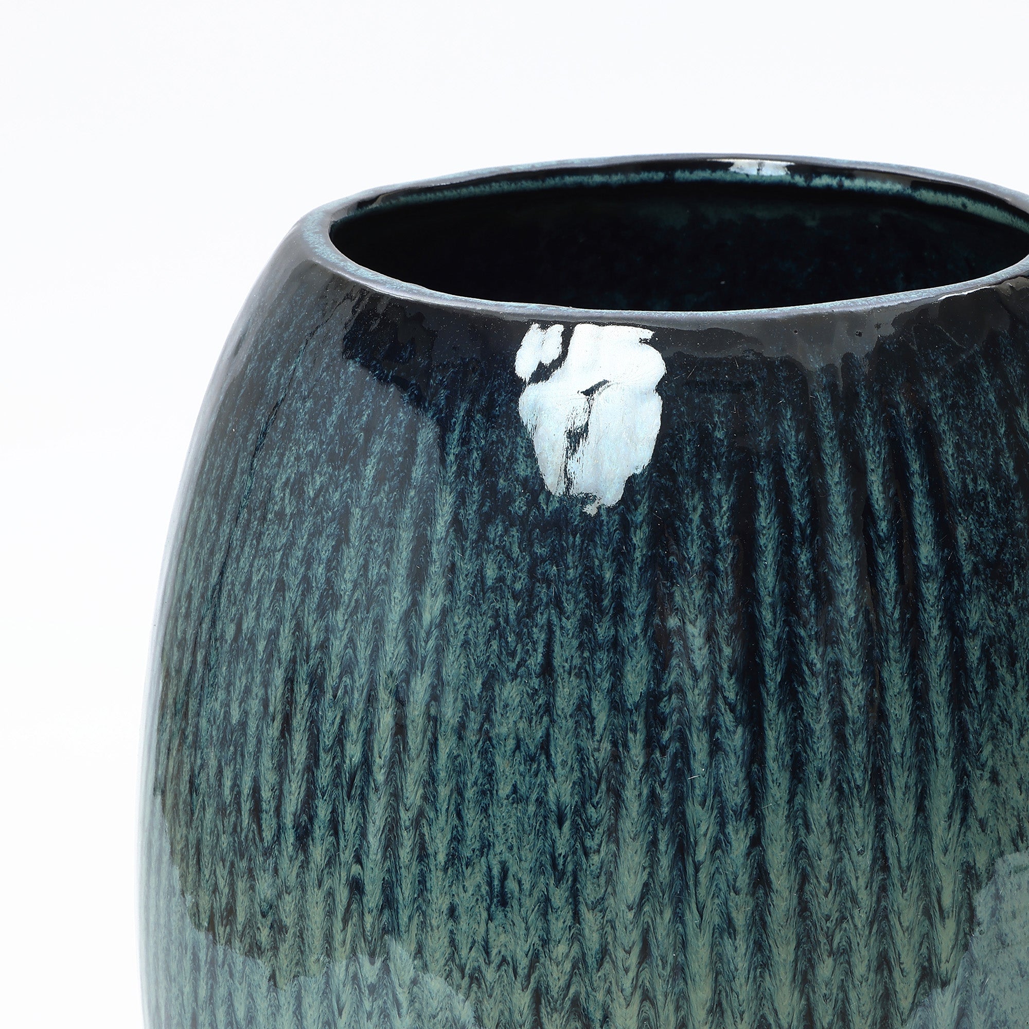 Blue Ceramic 23-Inch Tall Round Planter