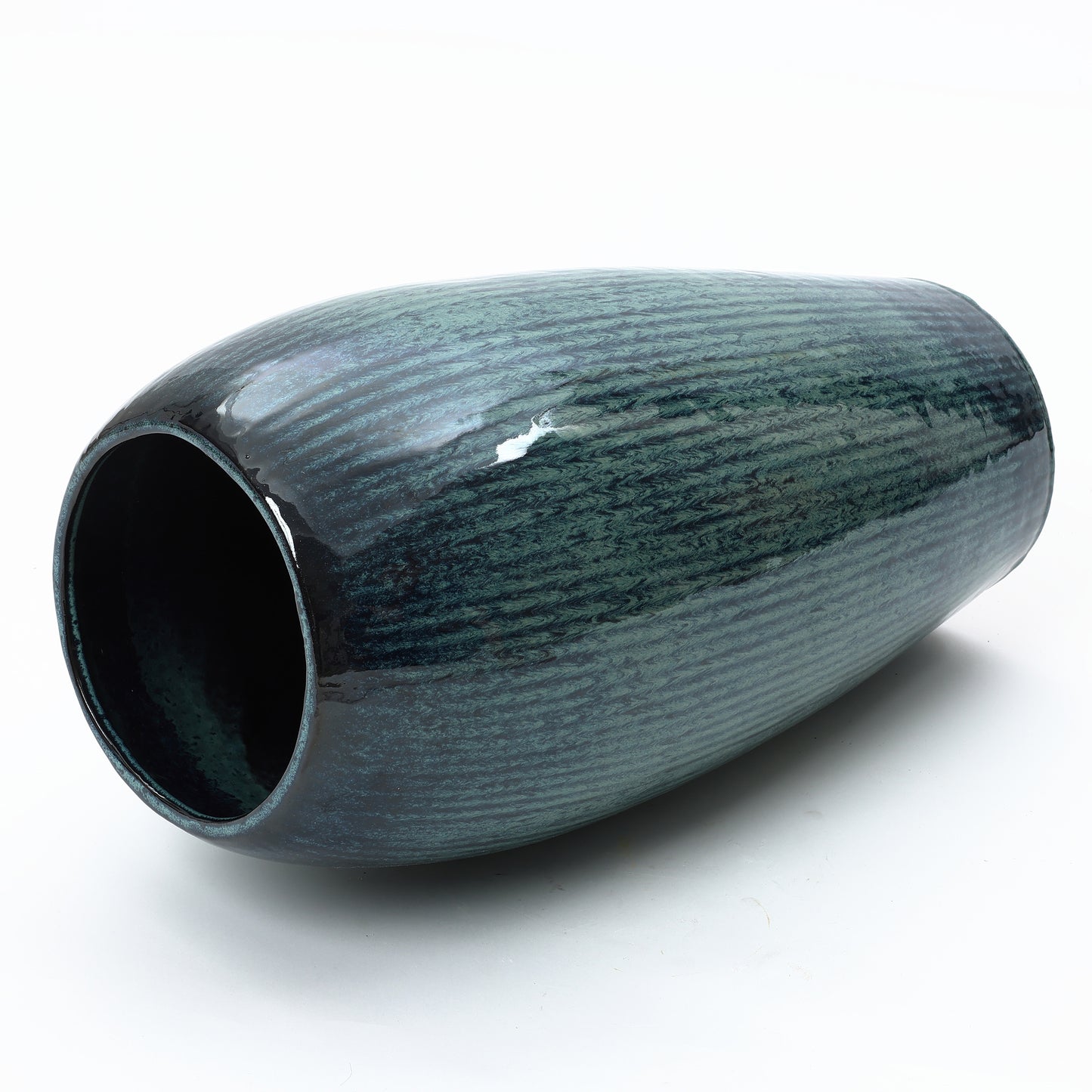 Vale Glazed Ceramic Tall Planter, Green-Blue, 23"