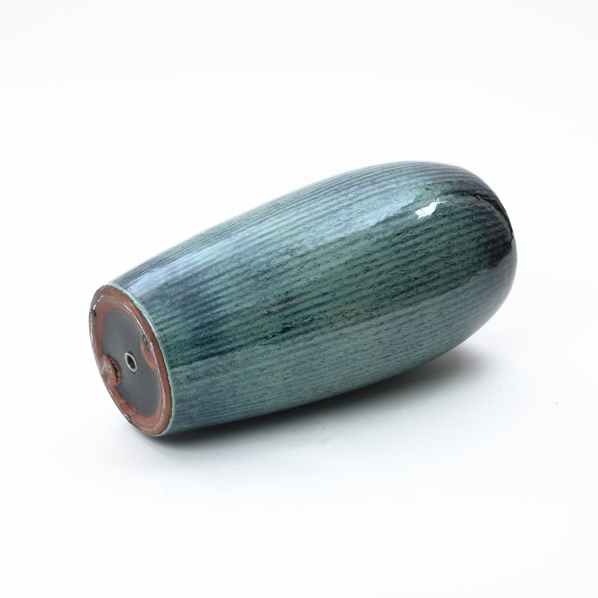 Blue Ceramic 23-Inch Tall Round Planter