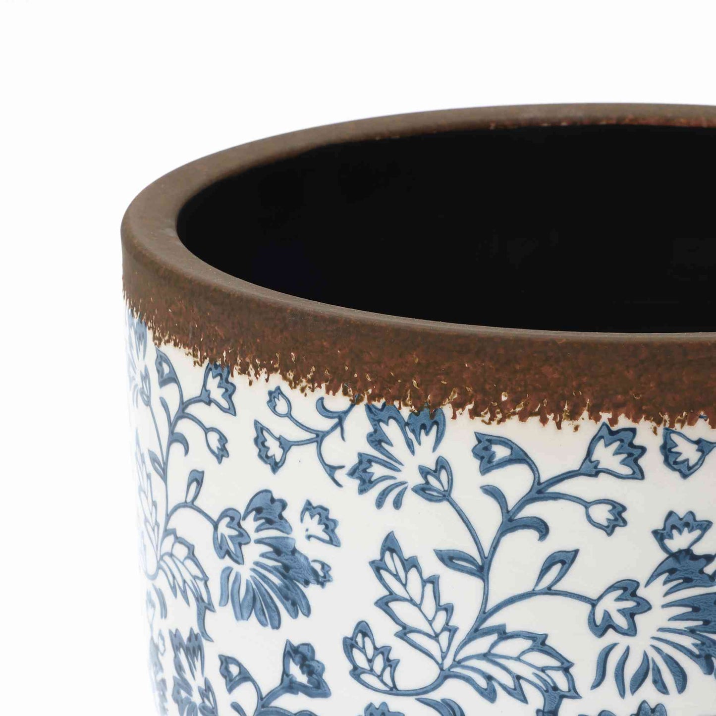 Arbor Ceramic Round Planter, Blue Floral, 11"