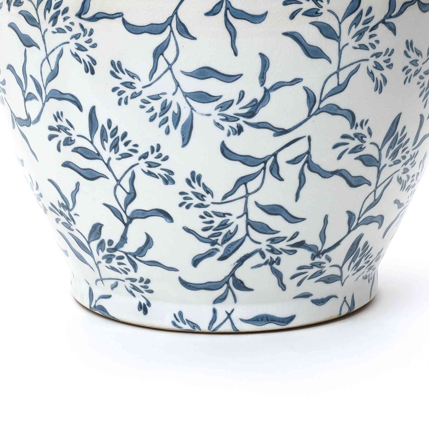 Strata Ceramic Round Planter, Blue Floral, 11"