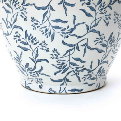 Strata Ceramic Round Planter, Blue Floral, 11"