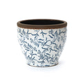 Blue Floral Ceramic Planter, 12.2" Round, Indoor & Outdoor Garden Pot