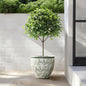 Sylvan Ceramic Round Planter, Green Paisley, 14"