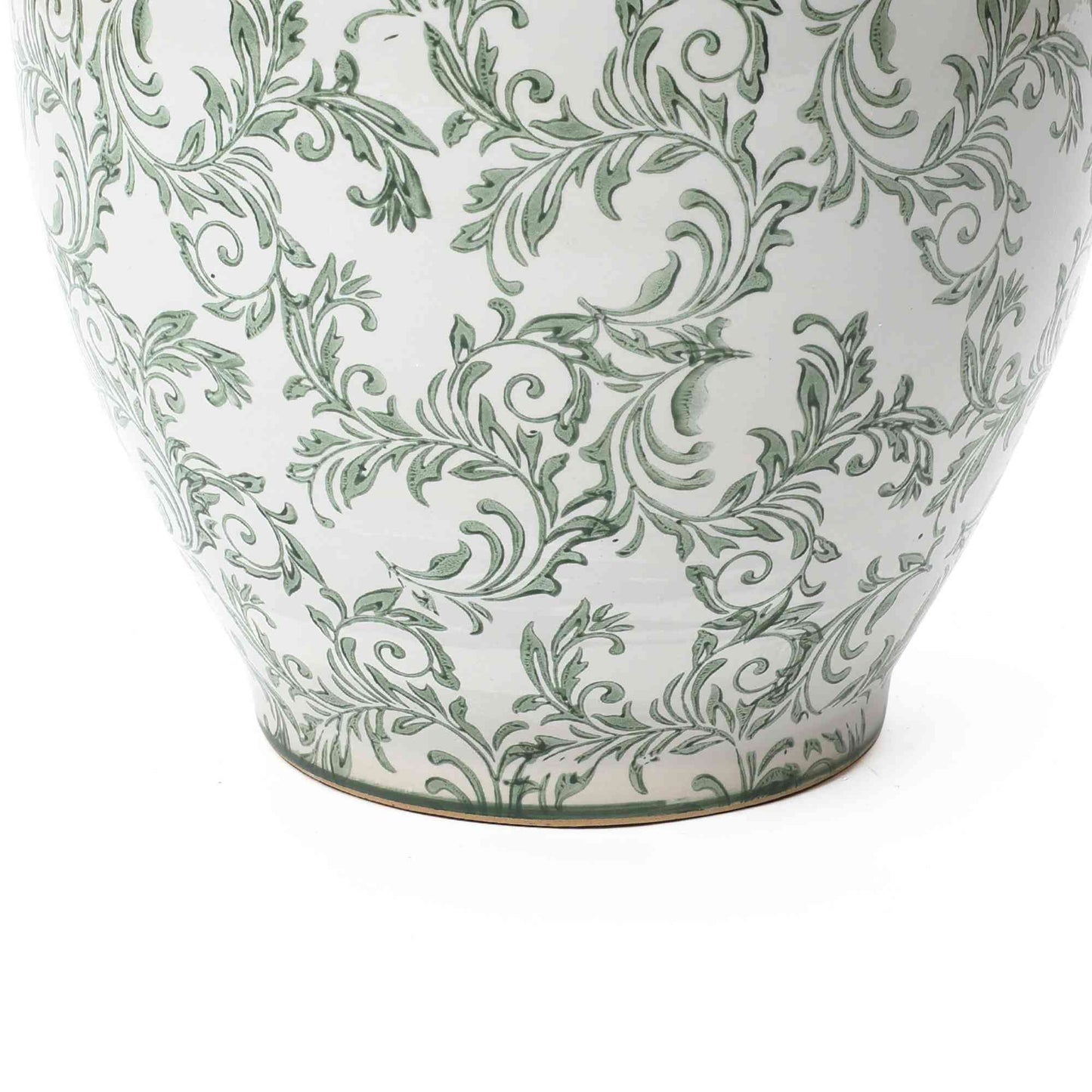 Sylvan Ceramic Round Planter, Green Paisley, 10.5"