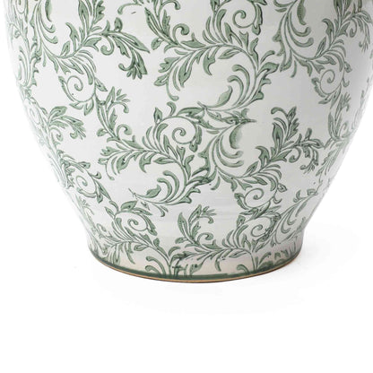 Sylvan Ceramic Round Planter, Green Paisley, 10.5"