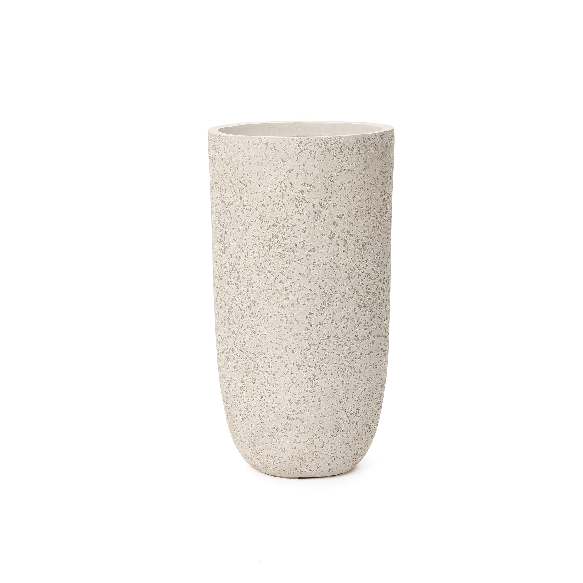 22.72" Tall Round Tapered Planter, Travertine Stone Finish, Garden Pot