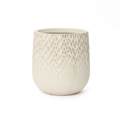 Dune Round Textured Mg0 Planter, Gradient Off-White, 14.5"