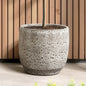 Basin Stone-Textured Ceramic Planter, Grid Gray, 11"